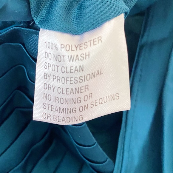 Ieena Mac Duggal Teal Satin Halter Neck Bow Pleated Sleeveless Midi Dress Size 8 - Picture 7 of 7